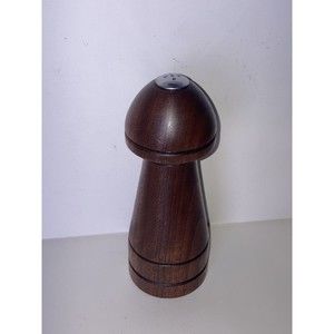 Vintage Mushroom Salt Pepper Shaker Black Walnut Wood MCM